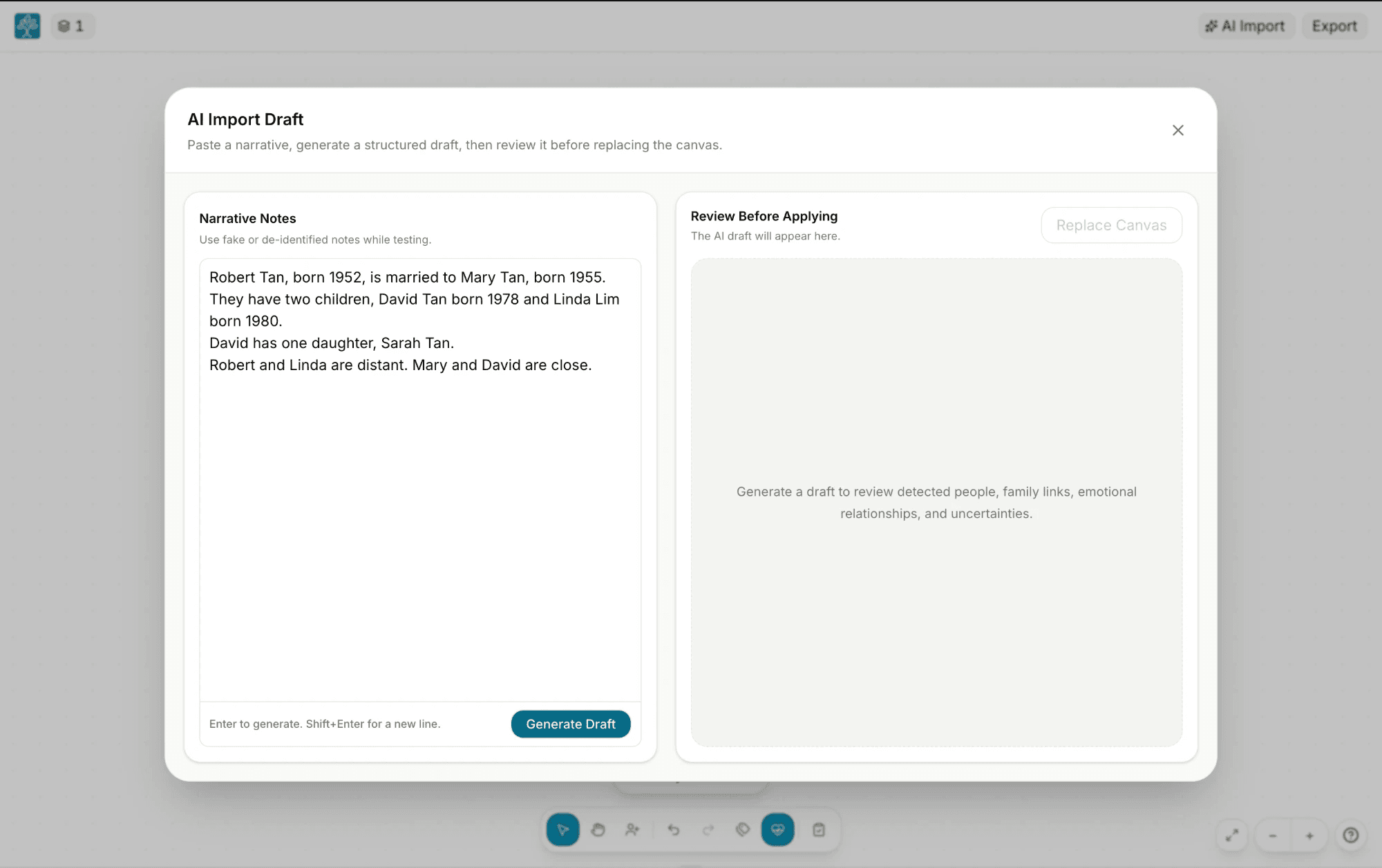 Turn case notes into a genogram, automatically